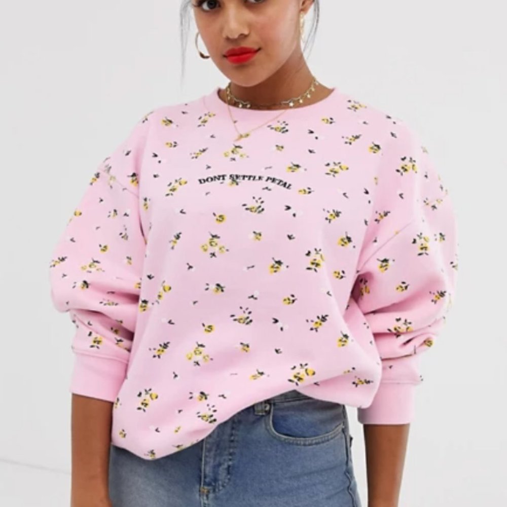"Don't Settle Petal" Floral Embroidered Sweatshirt
